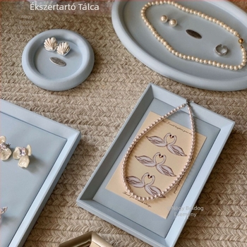 PU bőr ékszer kiállító tálca, retro stílus, babakék
