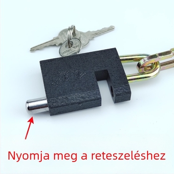 Hagyományos vaslánc-zár kerékpárokhoz, triciklikhez, kapukhoz és korlátokhoz