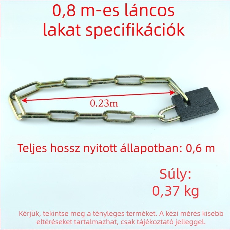 Hagyományos vaslánc-zár kerékpárokhoz, triciklikhez, kapukhoz és korlátokhoz