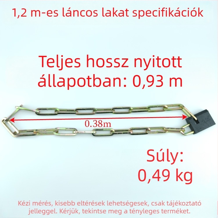 Hagyományos vaslánc-zár kerékpárokhoz, triciklikhez, kapukhoz és korlátokhoz
