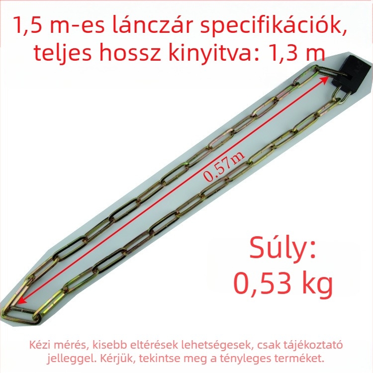 Hagyományos vaslánc-zár kerékpárokhoz, triciklikhez, kapukhoz és korlátokhoz