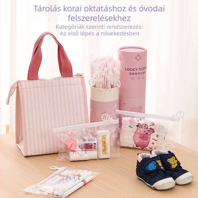 Átlátszó ruhatároló zacskók húzógyűrűvel – többfunkciós utazási tároló készlet, aranyos rajzfilm-stílus