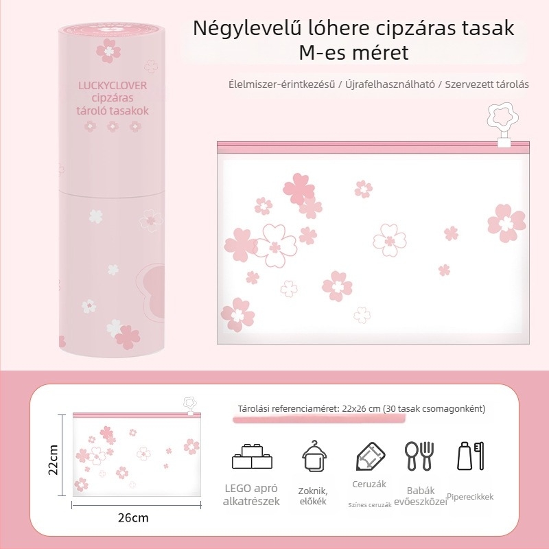 Átlátszó ruhatároló zacskók húzógyűrűvel – többfunkciós utazási tároló készlet, aranyos rajzfilm-stílus