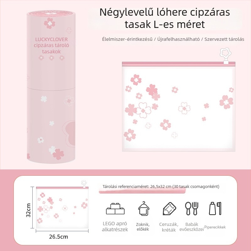 Átlátszó ruhatároló zacskók húzógyűrűvel – többfunkciós utazási tároló készlet, aranyos rajzfilm-stílus