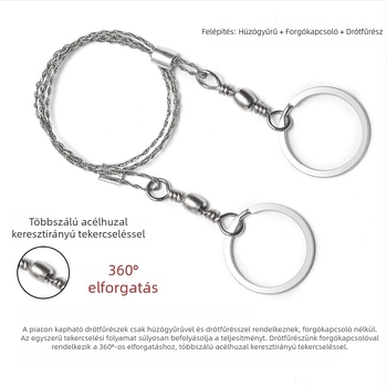 Megvastított rozsdamentes acél huzalfűrész fák vágásához, kézzel húzható kötélfűrész kültéri túléléshez, fa és vízi növények vágásához