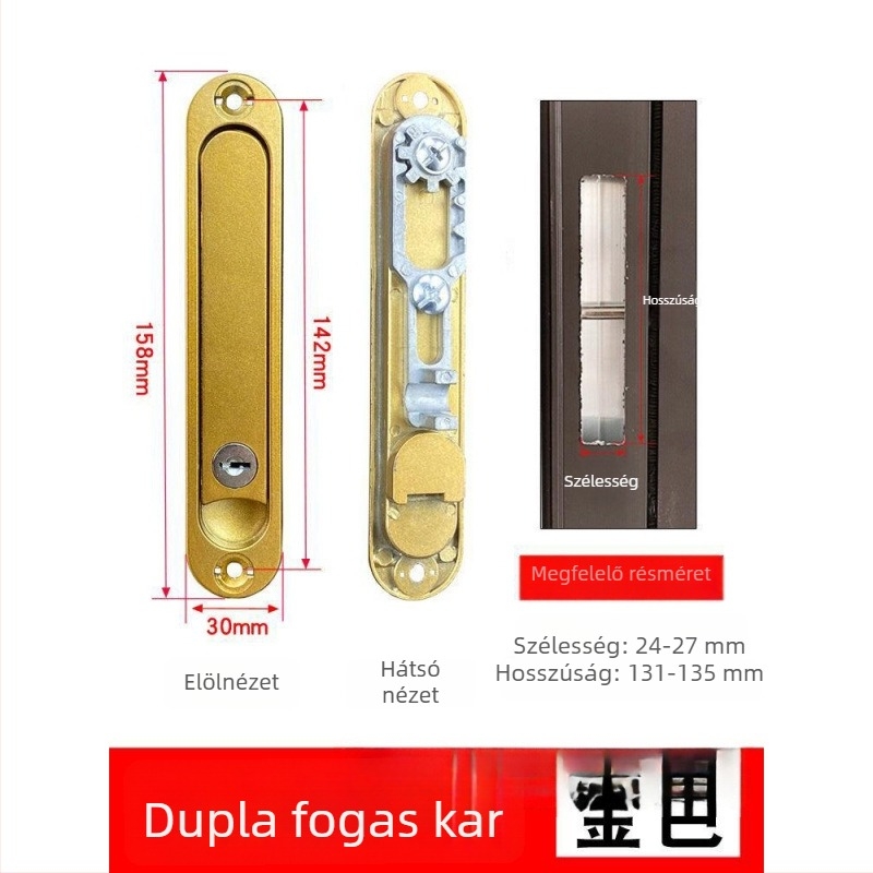 Gyémánt mintázatú ablakháló zár, rejtett fogantyúval és kulccsal, belső nyitású ablakokhoz