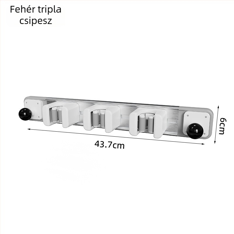 Mop tartó horog fürdőszobába – ragasztós, fúrás nélkül, csúszó rögzítő