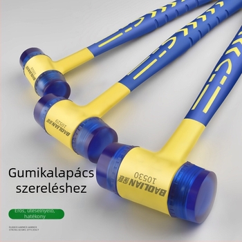Szilárd gumiból készült kalapács levehető műanyag nyéllel, szigetelő szereléshez; ajtók, ablakok és padlóburkoló lapok ütögetésére.