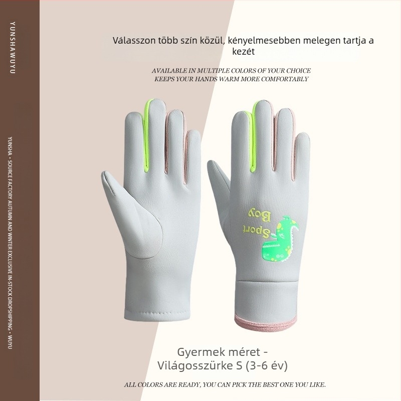 Gyerek téli kesztyűk karikatúra mintával, kültéri sportokra, melegek, szélálló és vízálló, hóban játékra, uniszex 3–13 évesek