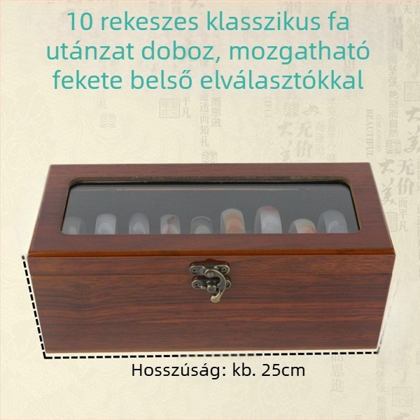 Fa karkötősdoboz 10 vagy 20 rekesszel, jade, arany és ezüst karkötőknek – ékszerek kiállítása és tárolása