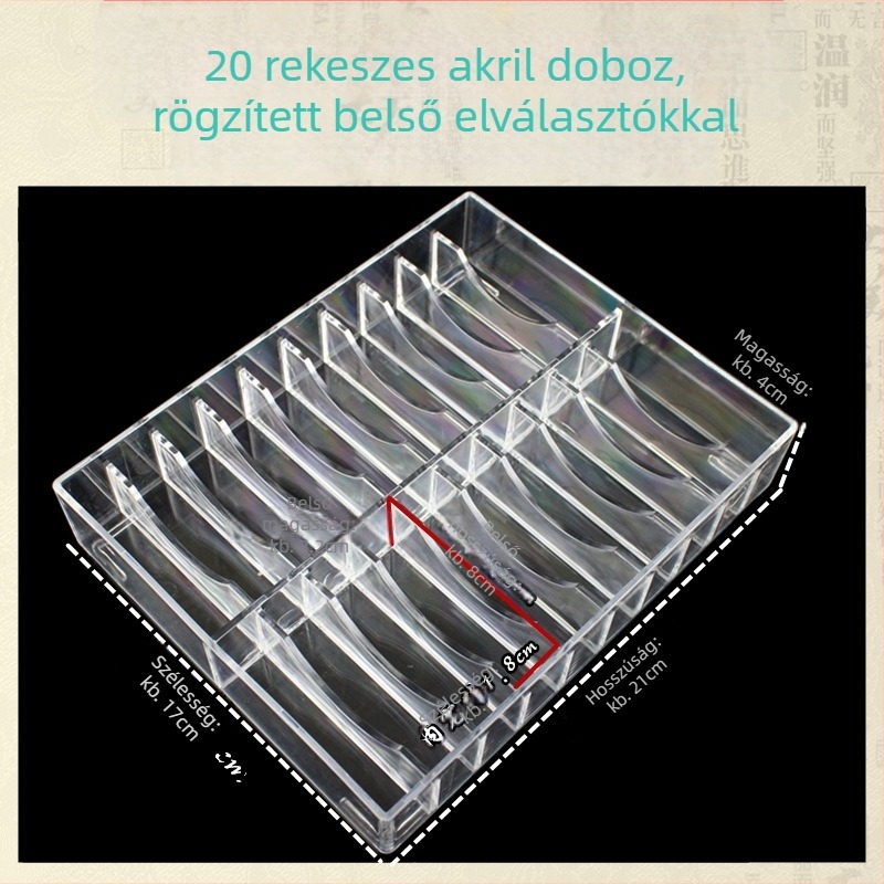 Fa karkötősdoboz 10 vagy 20 rekesszel, jade, arany és ezüst karkötőknek – ékszerek kiállítása és tárolása