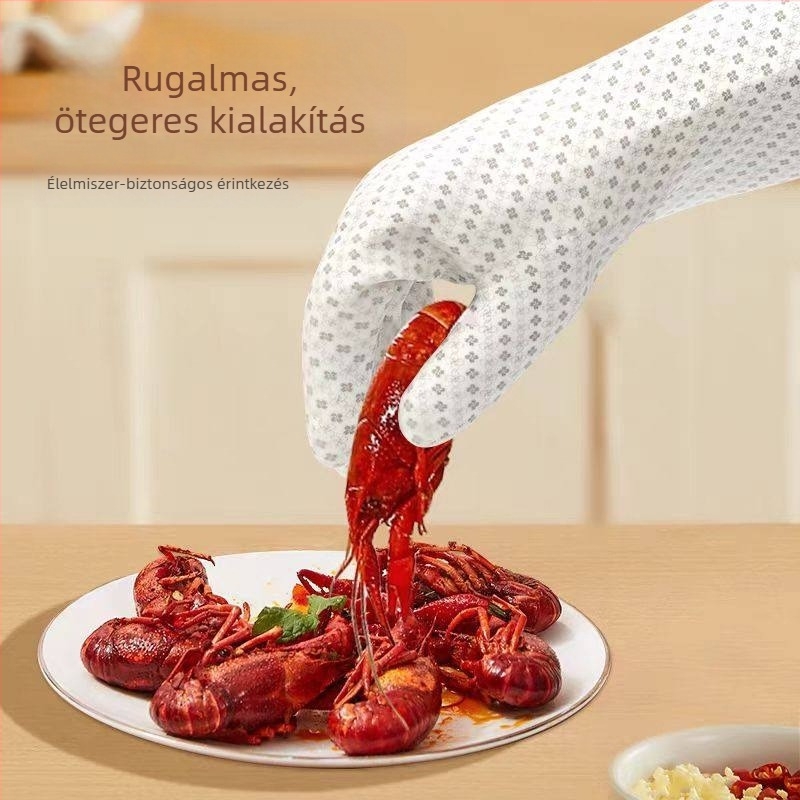 Vízálló mosogatós kesztyű hőszigeteléssel, vastag poliészter bélés, élelmiszer-minőségű gumi, olajálló, téli használatra