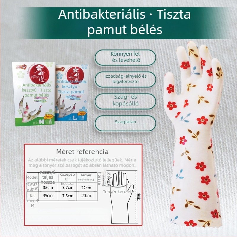 Vízálló mosogatós kesztyű hőszigeteléssel, vastag poliészter bélés, élelmiszer-minőségű gumi, olajálló, téli használatra