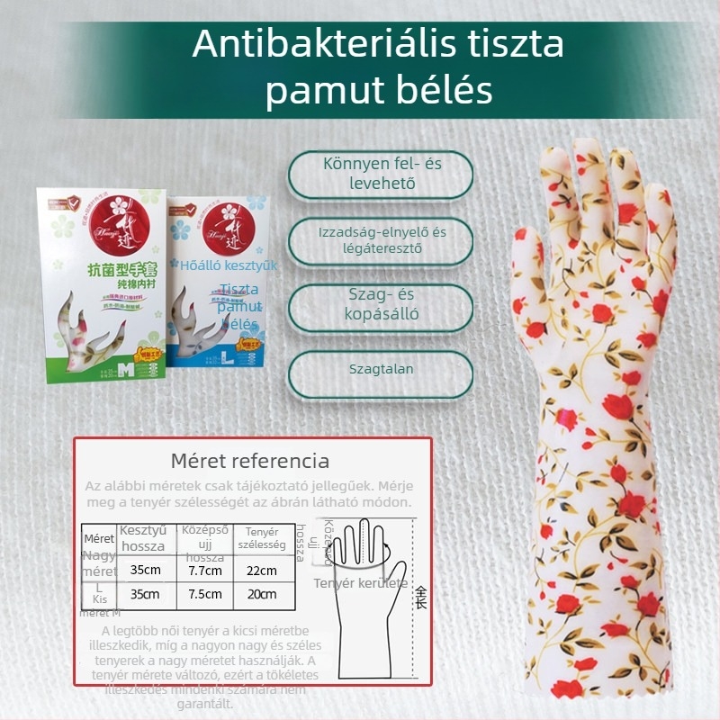 Vízálló mosogatós kesztyű hőszigeteléssel, vastag poliészter bélés, élelmiszer-minőségű gumi, olajálló, téli használatra