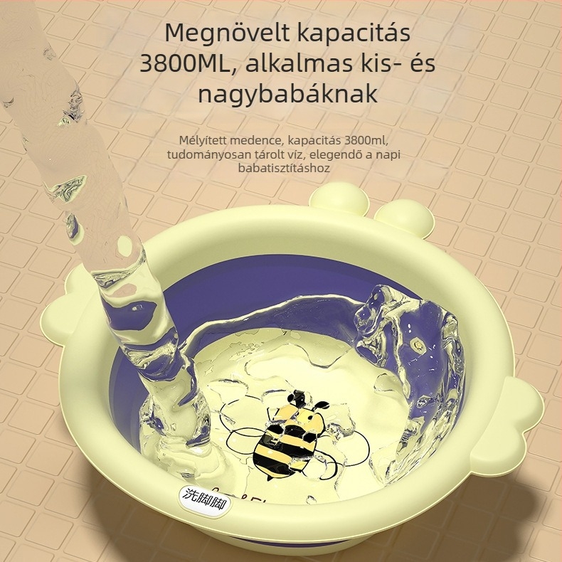 Összecsukható, függő arcmosómedence babáknak, rajzfilmszerű dizájnnal