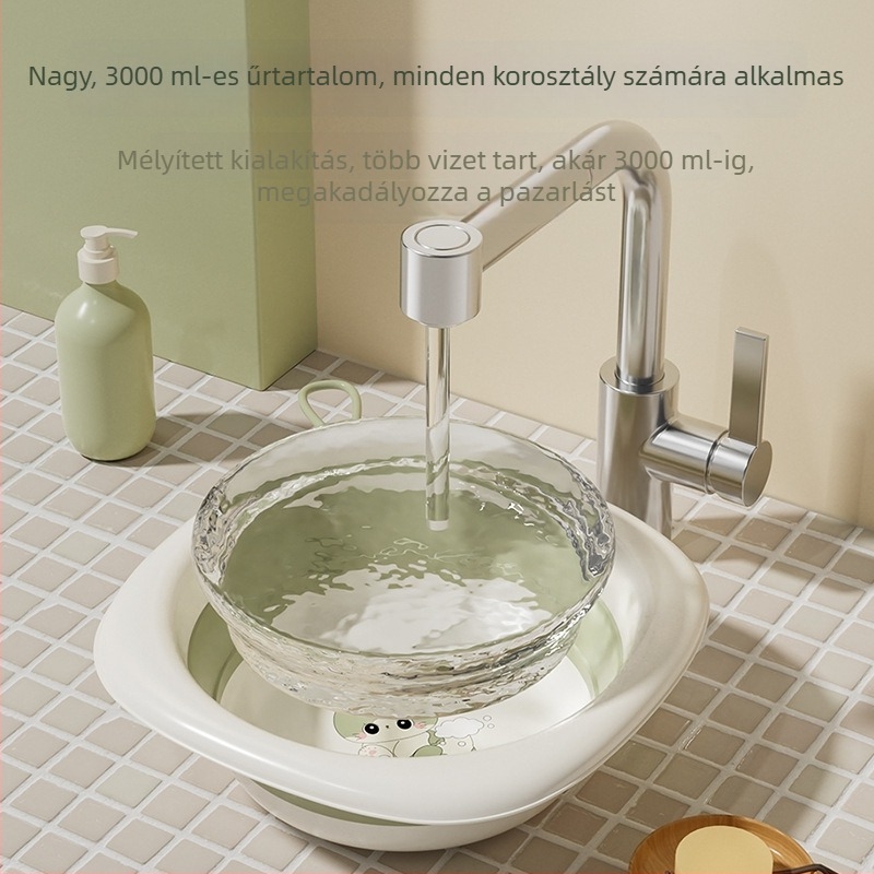 Összecsukható vastag műanyag bébi mosdókagyló, karikatúra dizájnnal, újszülötteknek és gyerekeknek