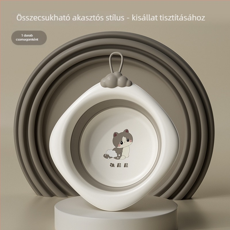 Összecsukható vastag műanyag bébi mosdókagyló, karikatúra dizájnnal, újszülötteknek és gyerekeknek
