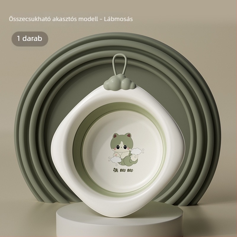 Összecsukható vastag műanyag bébi mosdókagyló, karikatúra dizájnnal, újszülötteknek és gyerekeknek
