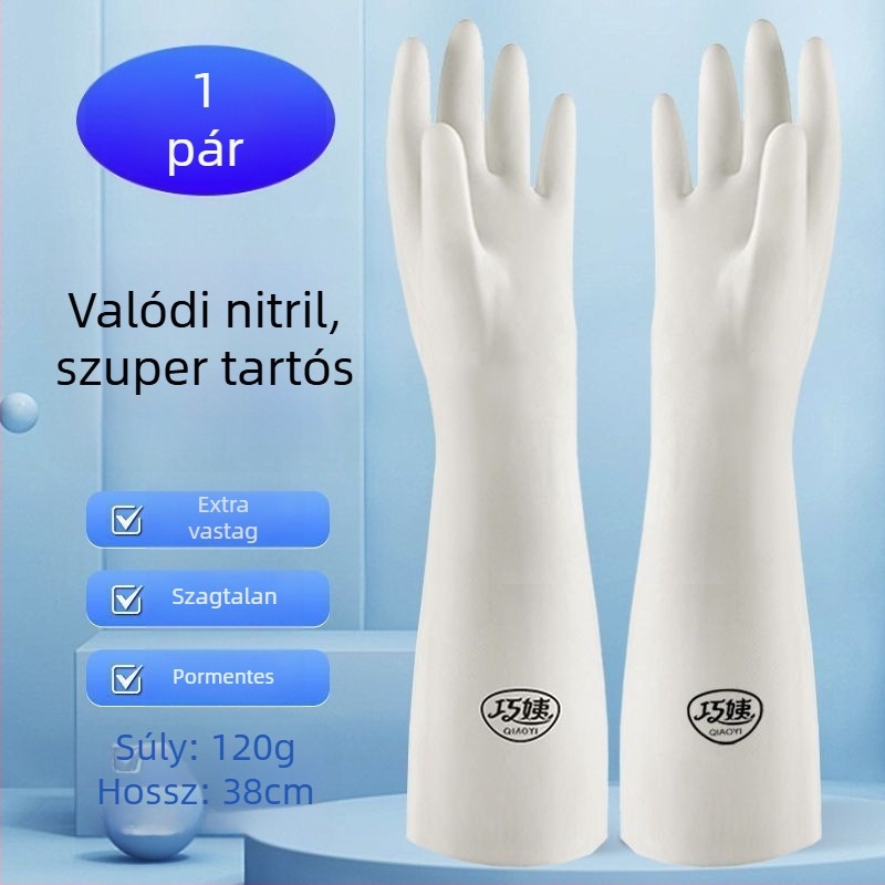 Nitril kesztyűk vastagított, tartósak, háztartási takarításhoz, konyhai mosogatáshoz és mosáshoz, vízálló.