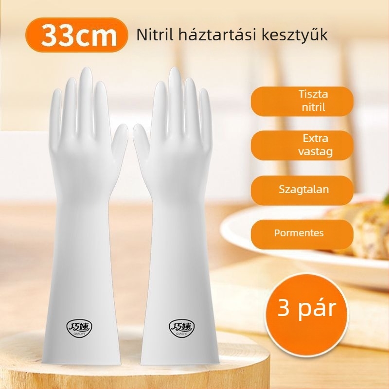 Nitril kesztyűk vastagított, tartósak, háztartási takarításhoz, konyhai mosogatáshoz és mosáshoz, vízálló.