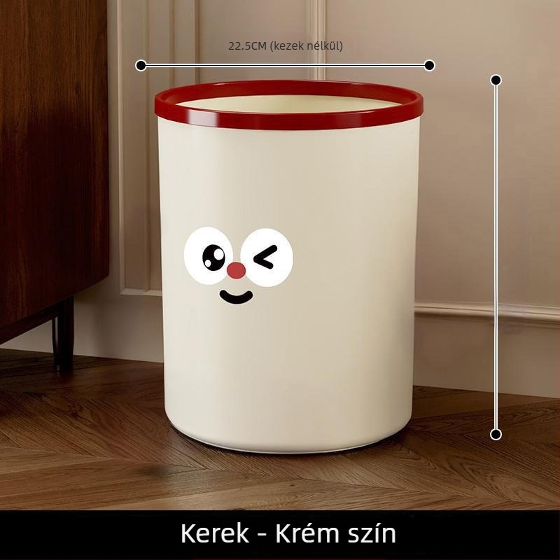 Otthoni szemetes fedővel, nagy kapacitású, aranyos dizájn, nappaliba, konyhába, hálószobába és fürdőbe