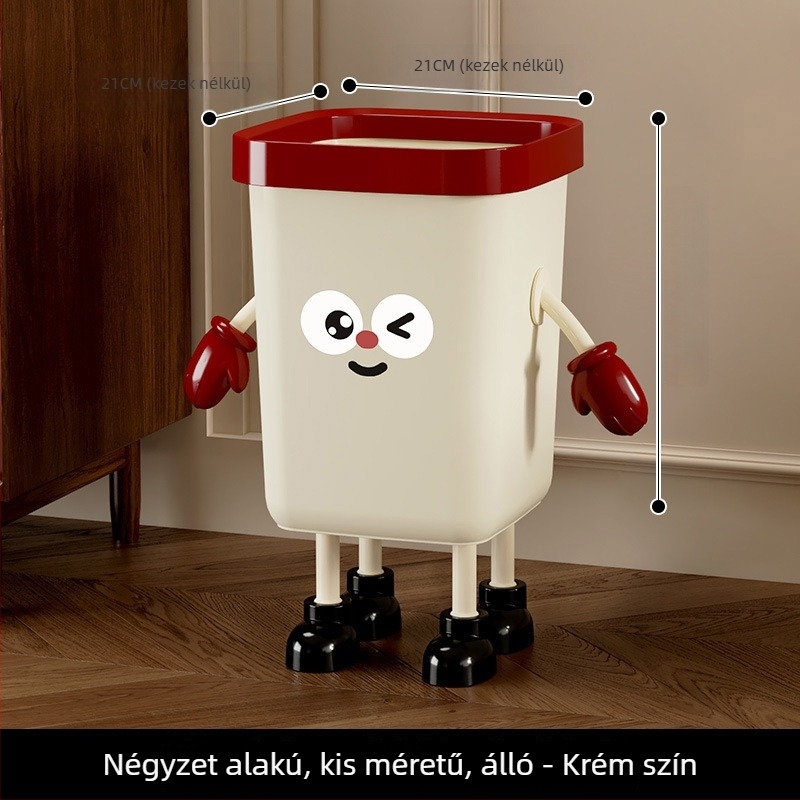 Otthoni szemetes fedővel, nagy kapacitású, aranyos dizájn, nappaliba, konyhába, hálószobába és fürdőbe