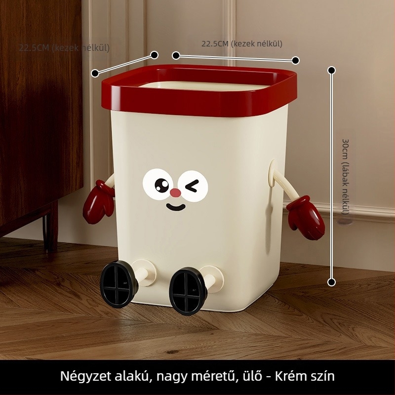 Otthoni szemetes fedővel, nagy kapacitású, aranyos dizájn, nappaliba, konyhába, hálószobába és fürdőbe