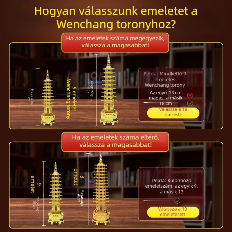 Ötvözetből készült torony íróasztali dekoráció karrier előrelépéshez és vizsgasikerhez
