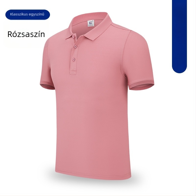 Férfi munkale polo póló hímzett rövid ujjú, polo gallér, gyorsan száradó anyag, egyedi logó nyomtatás