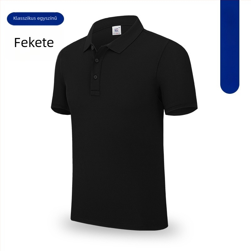 Férfi munkale polo póló hímzett rövid ujjú, polo gallér, gyorsan száradó anyag, egyedi logó nyomtatás