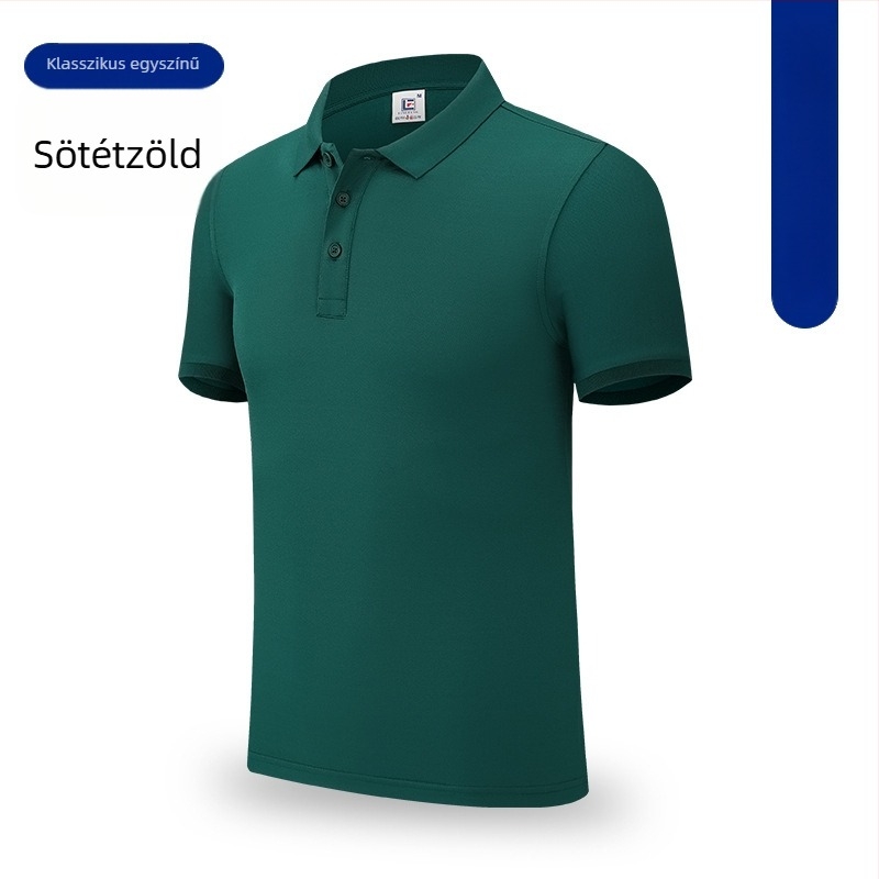 Férfi munkale polo póló hímzett rövid ujjú, polo gallér, gyorsan száradó anyag, egyedi logó nyomtatás