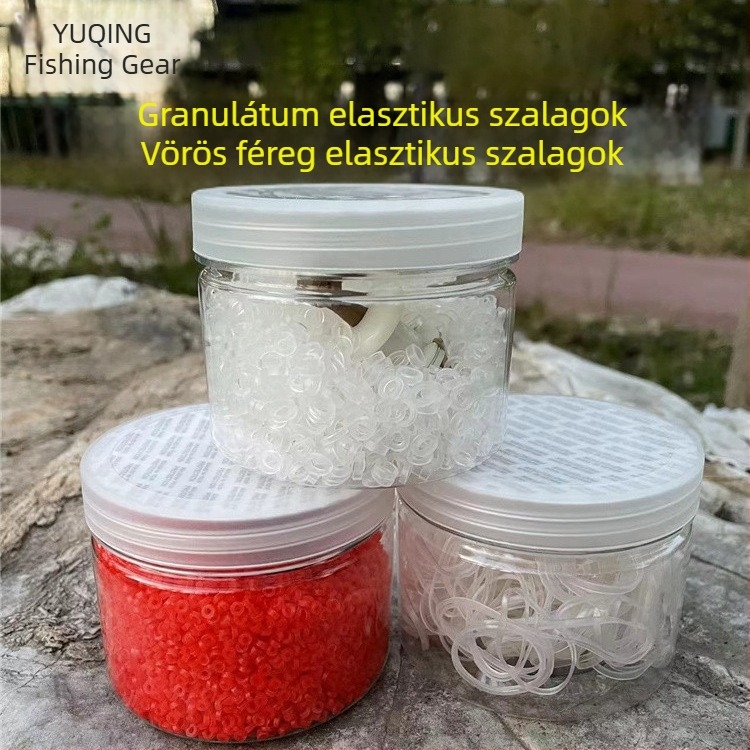 Gumiszalagos csali eszköz piros kukacokhoz – granulált csalival