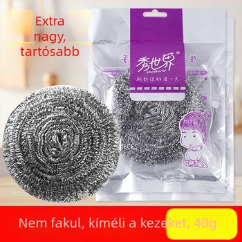 40 g rozsdamentes acélból készült acéldrót golyó fogantyúval - mosogatáshoz és edények tisztításához