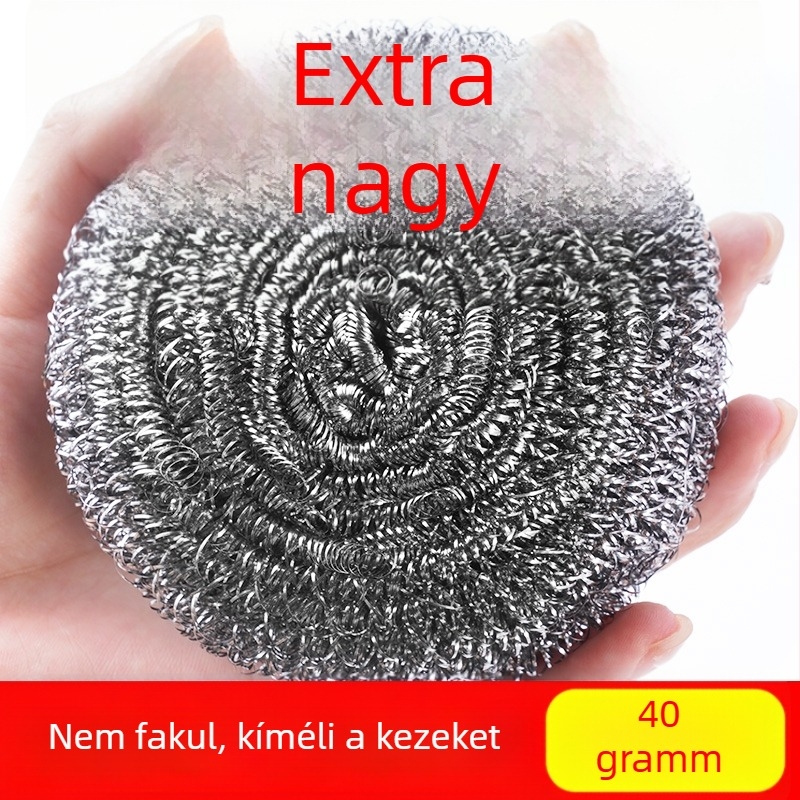 40 g rozsdamentes acélból készült acéldrót golyó fogantyúval - mosogatáshoz és edények tisztításához