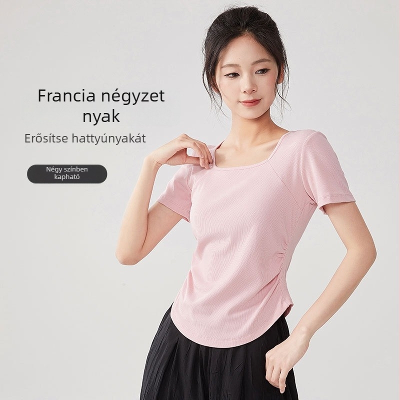 Női modern tánc felső edzéshez és előadásokhoz, egyszínű modal–viszkóz anyagból, hálós bélés, karcsúsított fazon