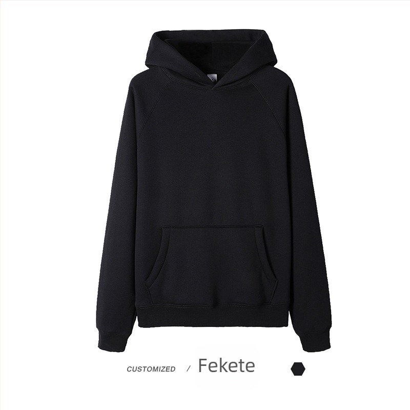 360 g nehéz kapucnis pulóver fleece bélésével, raglán ujjú, egyszínű