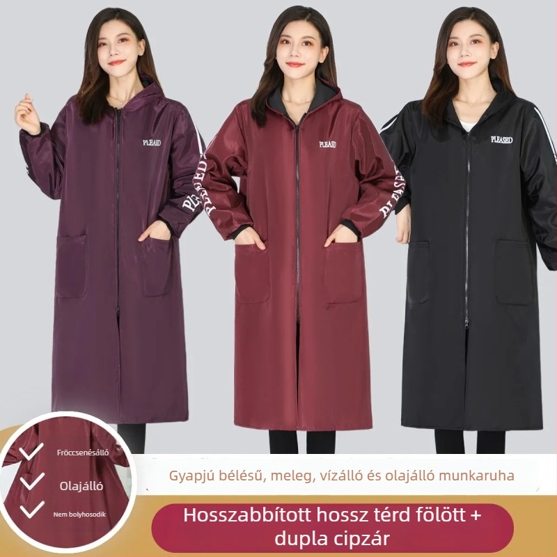 Télen hosszú vízálló konyhai kötény, poliészter, anti-szennyeződés, egy méret, minimalistás egyszínű