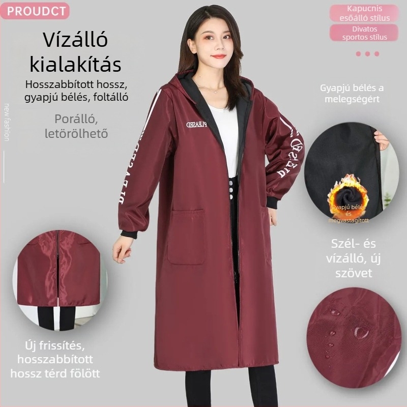 Télen hosszú vízálló konyhai kötény, poliészter, anti-szennyeződés, egy méret, minimalistás egyszínű