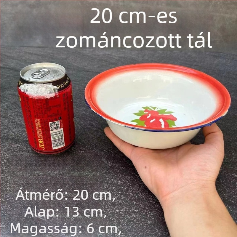 Zománcozott mély tál virágmintás, ovalis alakú, többfunkciós tál leveshez és keveréshez, átmérő 14–14,9 cm, 16–16,9 cm, 18–18,9 cm