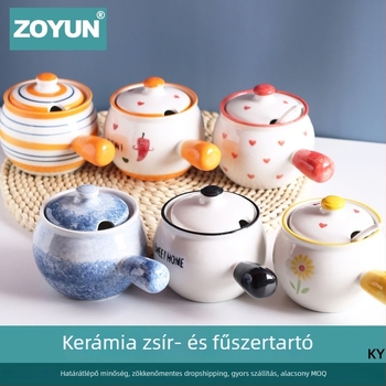 Fogantyús kerámia tárolók sóhoz, zsiradékhoz, chilihez és fűszerekhez