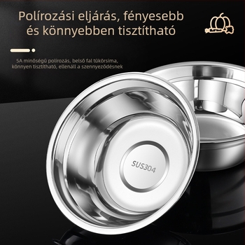 304 rozsdamentes acélból készült tál háztartási használatra, kör alakú levesestál, élelmiszer-minőségű vastag alj, konyhai kör alakú tál rizshez