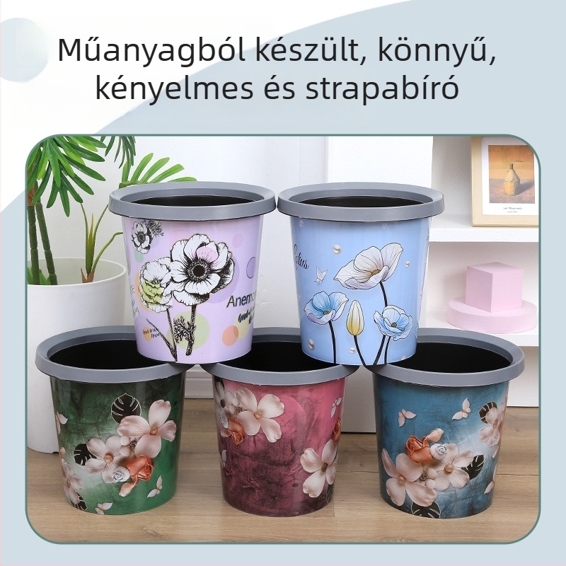 Műanyag nyitott, hordó alakú szemetes, 3 L, fürdőszoba, konyha vagy hálószoba használatra.