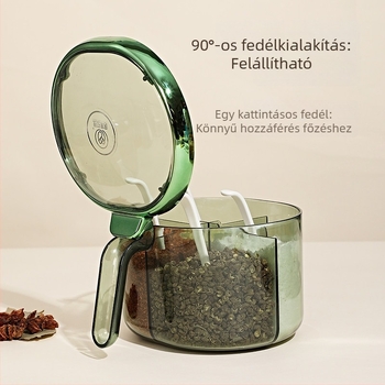 Új, stílusos háztartási fűszeres doboz készlet, átlátszó, nagy kapacitású, nedvességálló és több rekesz a konyhához.
