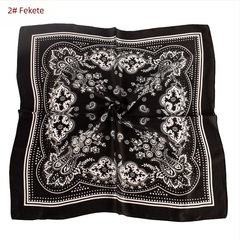 Paisley mintás szatén négyszögletű kendő, 70×70 cm, női nyakkendő