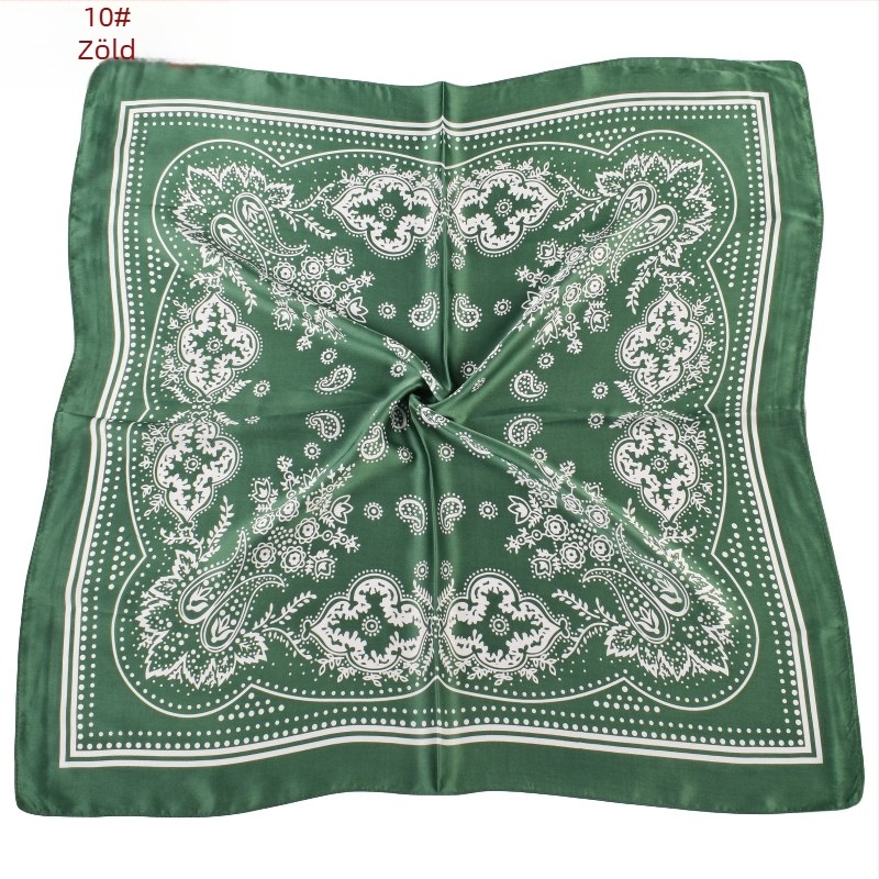 Paisley mintás szatén négyszögletű kendő, 70×70 cm, női nyakkendő