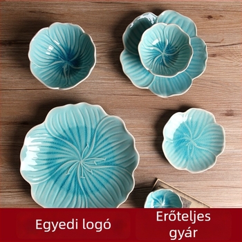 Japán stílusú porcelán étkészlet: viráglevél alakú tányér, nyugati stílusú tányérok, kreatív tányér, gyümölcstál és retró teás desszerttál