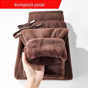 Férfiaknak szóló kétoldalas plüss nadrág, meleg kötött sportnadrág télre, egyszínű kasmírszövet