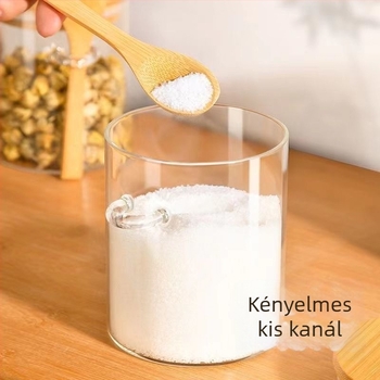 Üveg cukortartó, zárható tároló a fehér cukor számára, konyhai használatra