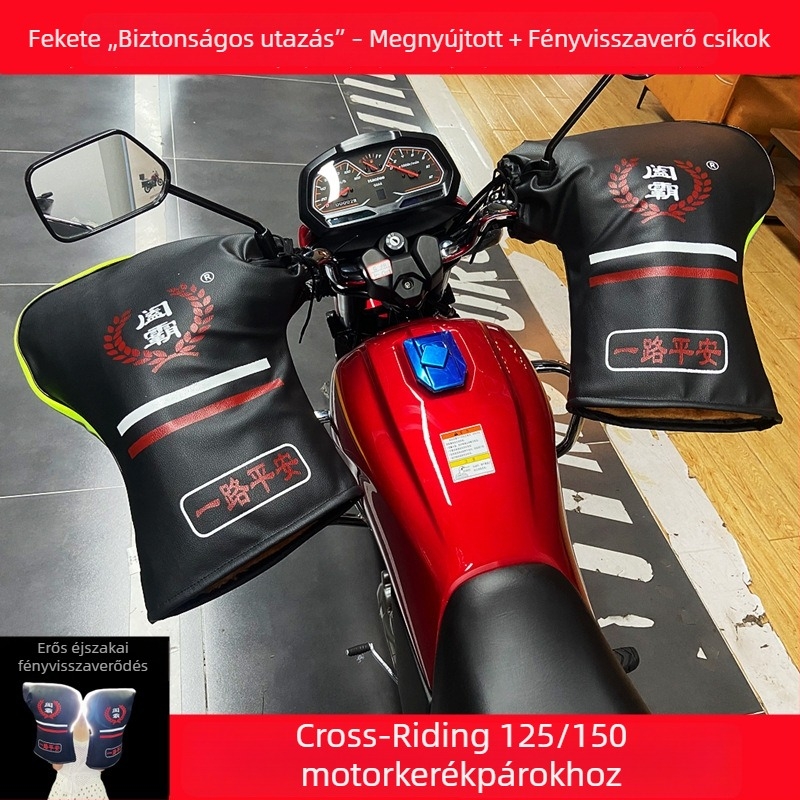 Téli motorkerékpár-kormányvédő és kesztyű, vastag, meleg, szélálló és vízálló