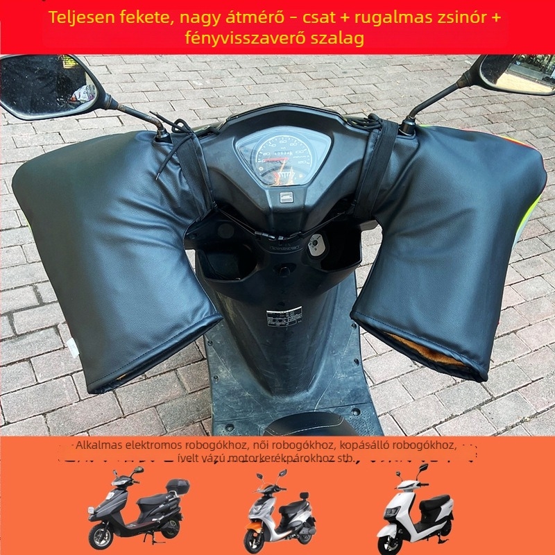 Téli motorkerékpár-kormányvédő és kesztyű, vastag, meleg, szélálló és vízálló